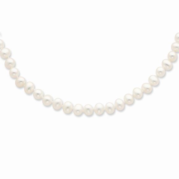 5-6mm, White FW Cultured Pearl & Sterling Silver Necklace, 18 Inch - Picture 2 of 5